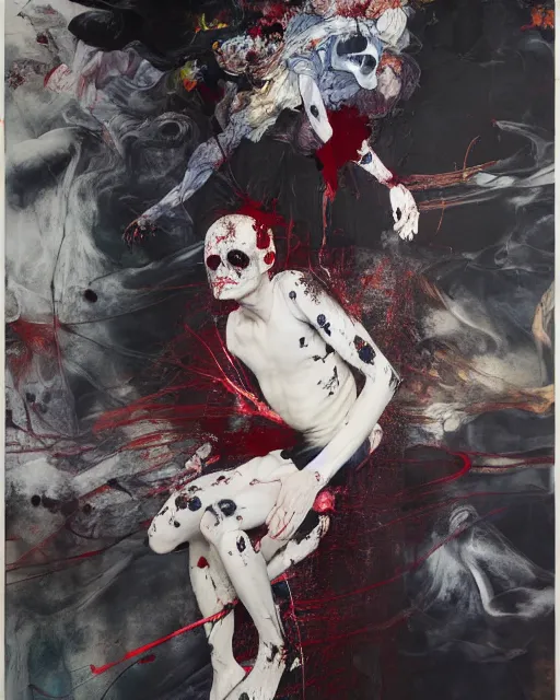 Image similar to death is not mercurial it's patient unlike life, hauntingly surreal, gothic, rich deep colours, painted by francis bacon, adrian ghenie, james jean and petra cortright, part by gerhard richter, part by takato yamamoto. 8 k masterpiece.