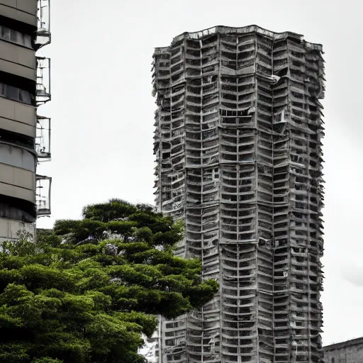 Image similar to a sci - fi brutalist monumental tower, with many towers sprouting from the base tower creating a complex and unique geometric building, photography