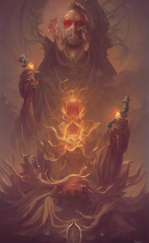 Image similar to portrait of the necromancer by peter mohrbacher