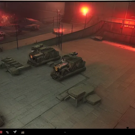 Prompt: a screenshot from a soviet themed moba game, volumetrics, rtx graphics, unreal engine, dark industrial atmosphere
