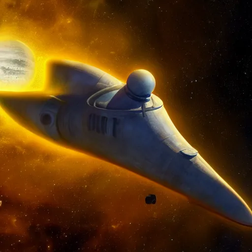 Prompt: rusty starship leaving the earth, 4k