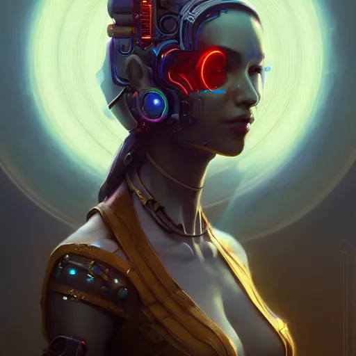 Image similar to a portrait of a beautiful cybernetic gypsy, cyberpunk concept art by pete mohrbacher and wlop and artgerm and josan gonzales, digital art, highly detailed, intricate, sci-fi, sharp focus, Trending on Artstation HQ, deviantart, unreal engine 5, 4K UHD image