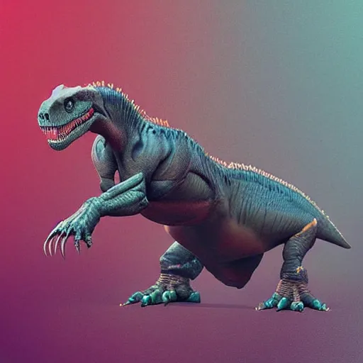Image similar to “T-rex with long arms, digital art, artstation”