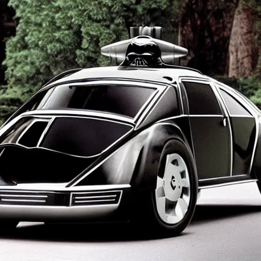 Prompt: Automobile inspired by Darth Vader designed by Volkswagen in 1977