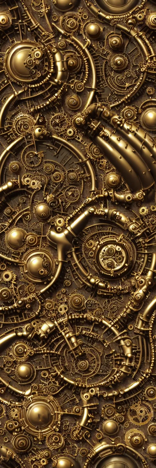 Image similar to seamless pattern of steampunk cybernetic biomechanical matahari, 3 d model, very coherent symmetrical artwork, unreal engine realistic render, 8 k, micro detail, gold white plastic and steel intricate, elegant, highly detailed, digital painting, artstation, smooth, sharp focus, illustration, artgerm, tomasz alen kopera, wlop