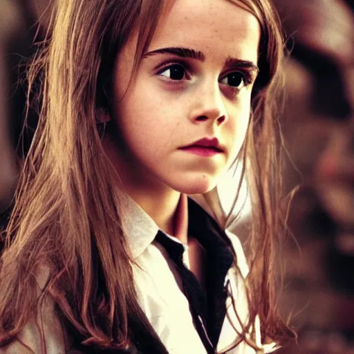 Prompt: photograph. [ young ] emma watson as hermione granger 2 0 0 4. extremely detailed. 4 k. screenshot.