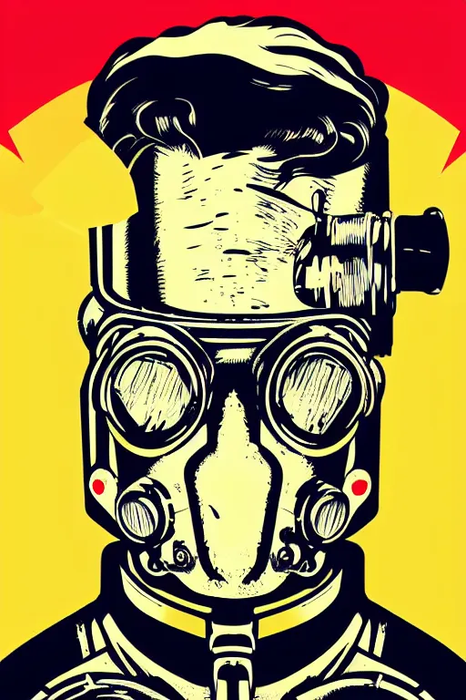 Image similar to fallout 7 6 retro futurist illustration art by butcher billy, sticker, colorful, illustration, highly detailed, simple, smooth and clean vector curves, no jagged lines, vector art, smooth andy warhol style