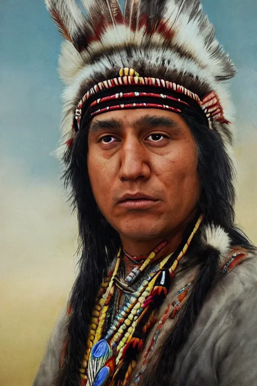 Image similar to Photo of Native American indian man Boris Johnson, portrait, skilled warrior of the Apache, ancient, realistic, detailed, Emma Watson
