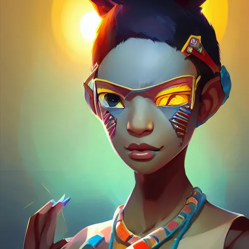 Image similar to tribal afrika asian hacker, Video game character design , 2d game fanart behance hd by Jesper Ejsing, by RHADS, Makoto Shinkai and Lois van baarle, ilya kuvshinov, rossdraws global illumination