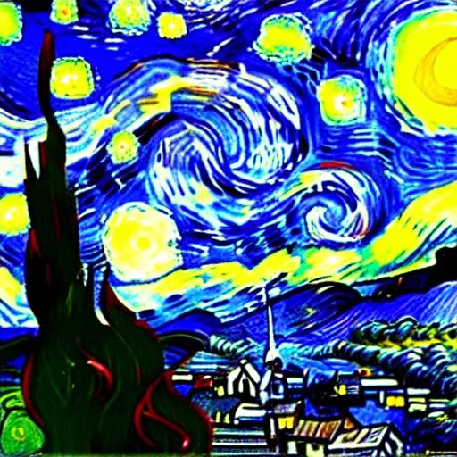 Prompt: a beautiful morning with clear sky in the style of starry night by vincent van gogh