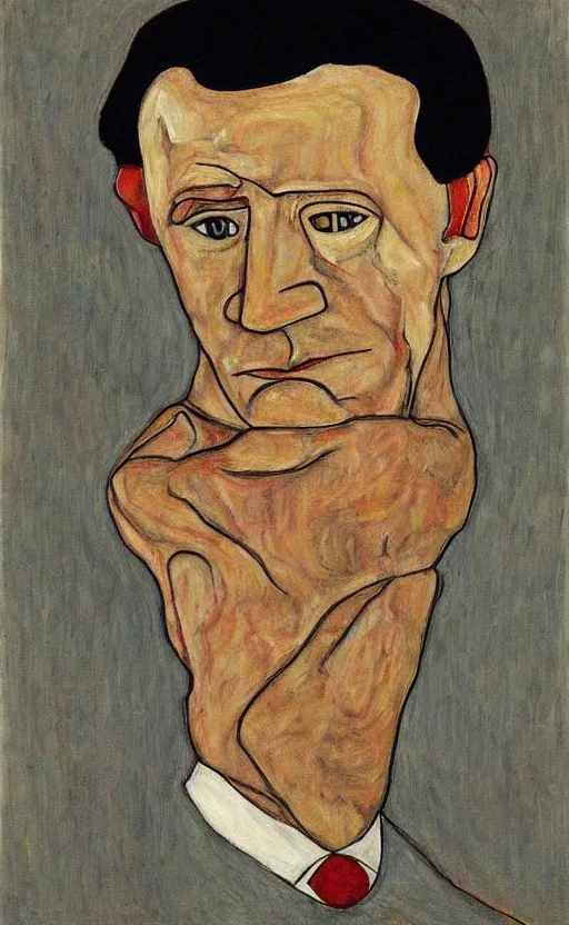 Image similar to painting of a sad Joe Biden by Egon Schiele