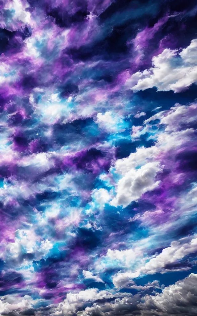 Prompt: blue purple clouds sky storm airbrush fantasy black background
