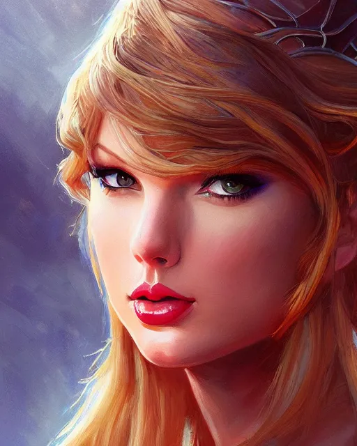 Prompt: portrait of taylor swift as a beautiful greek goddess, jesper ejsing, artgerm, artstation, halo of light