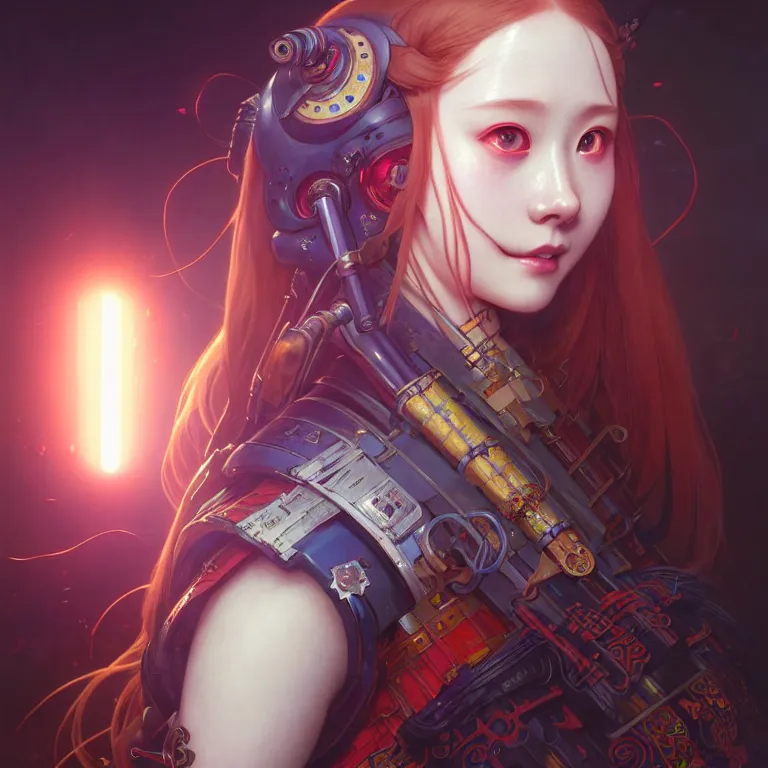 full body painting of chuu loona cyberpunk samurai | Stable Diffusion ...