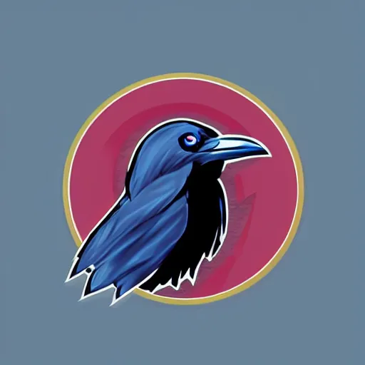 Prompt: Raven mascot illustration, in the style of dribbble.