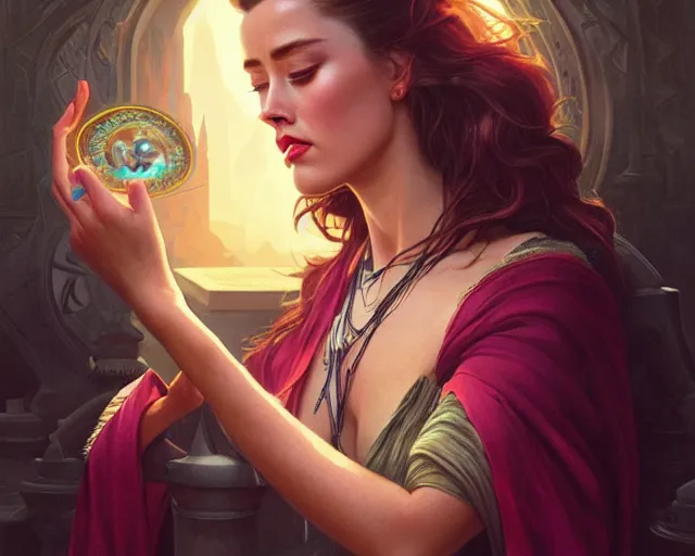 Image similar to amber heard crying hysterically, photography of kurzgesagt, deep focus, d & d, fantasy, intricate, elegant, highly detailed, digital painting, artstation, concept art, matte, sharp focus, illustration, hearthstone, art by artgerm and greg rutkowski and alphonse mucha