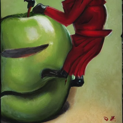 Prompt: a daemon who likes apples