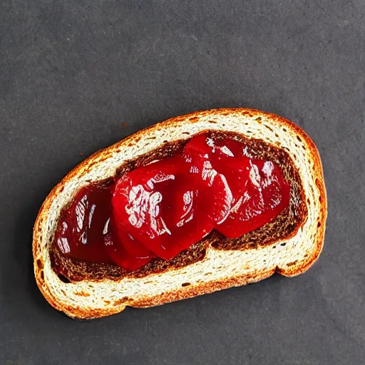 Image similar to meat jelly on rye toast,