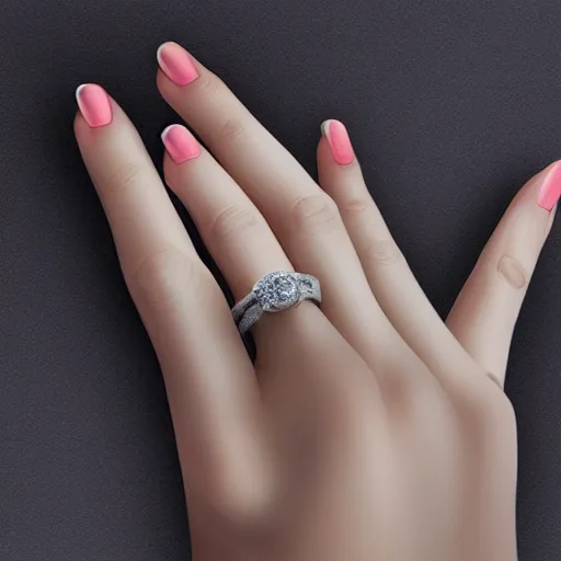 Image similar to foto elegant woman one hand with five finger, engagement ring ads, photorealistic ultra realistic