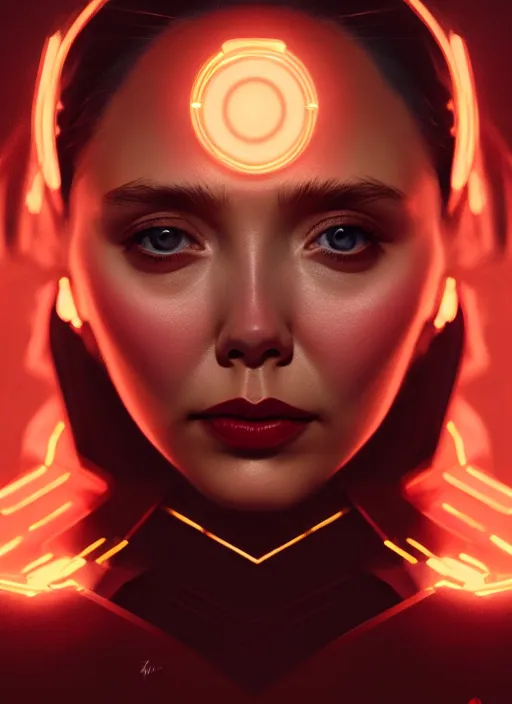 Image similar to portrait of modern darna, elizabeth olsen, intricate, elegant, glowing lights, highly detailed, digital painting, artstation, glamor pose, concept art, smooth, sharp focus, illustration, art by wlop, mars ravelo and greg rutkowski