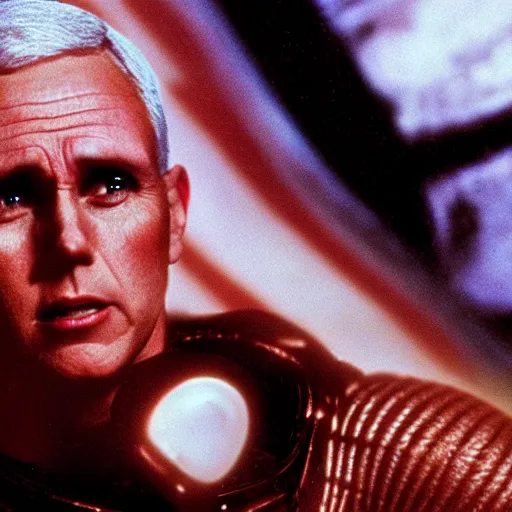 Prompt: film still of Mike Pence in the movie Alien.