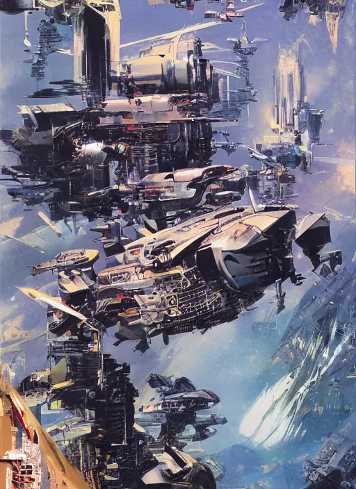 Image similar to masterpiece book cover illustration by the great famous sci - fi artist john berkey.