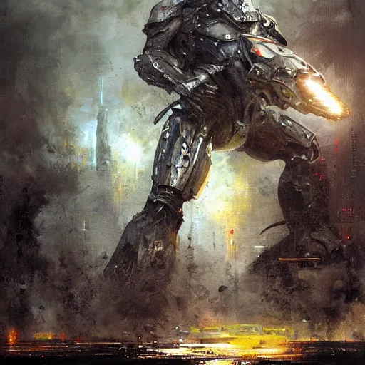 Image similar to mechagodzilla heisei style painting by jeremy mann