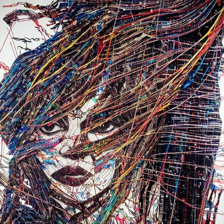 Prompt: nights falling wind is blowwing snow is pilling concept art by el anatsui and carne griffiths