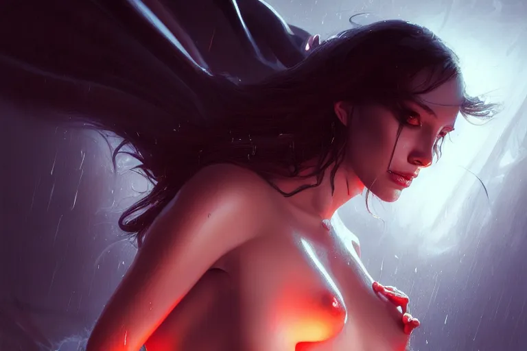 Prompt: sensual and beautiful incubus, dynamic lighting, magazine cover art, wet, cinematic, highly detailed, digital painting, artstation, concept art, baroque, matte, sharp focus, illustration, art by artgerm and greg rutkowski