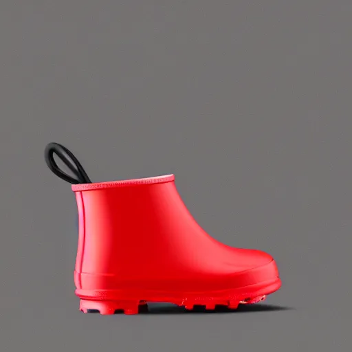 Image similar to digital art of a baby pig wearing red rainboots, 8 k render, octane render, saturated