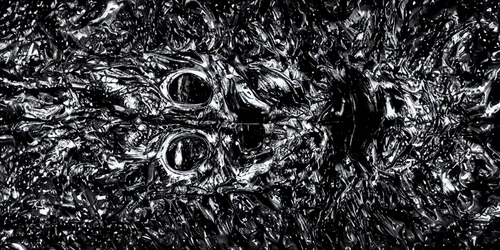 Image similar to a shiny black goo covered panther, panther made of black goo, goo panther, panther made of goo, latex shiny, laying on a tar, covered white couch in a living room, dripping and drooling black goo. digital art, photography, ferrofluid