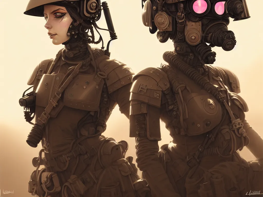 Image similar to portrait of dieselpunk blackpink lisa soldier girl, helmet, stormy sand desert, armored, highly detailed, digital painting, face detail, sharp focus, art, illustrations by loish and ayanamikodon and irakli nadar and rossdraws and wlop