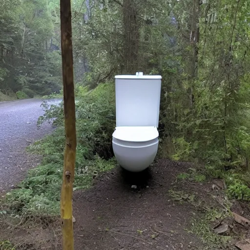 Image similar to cctv footage trail cam of dwayne the rock johnson and floating toilet