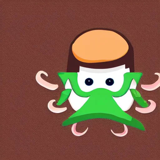 Prompt: App logo with a cute small squid with a moustache