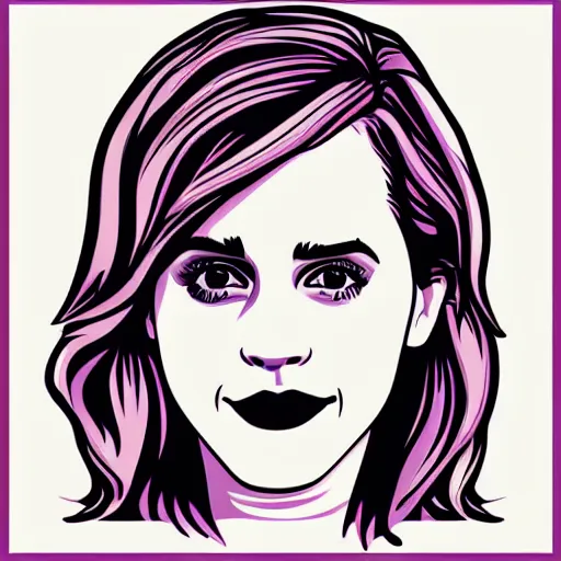 Image similar to emma watson, digital art, iconic icon, 2 d vector logo, cartoon, t - shirt design