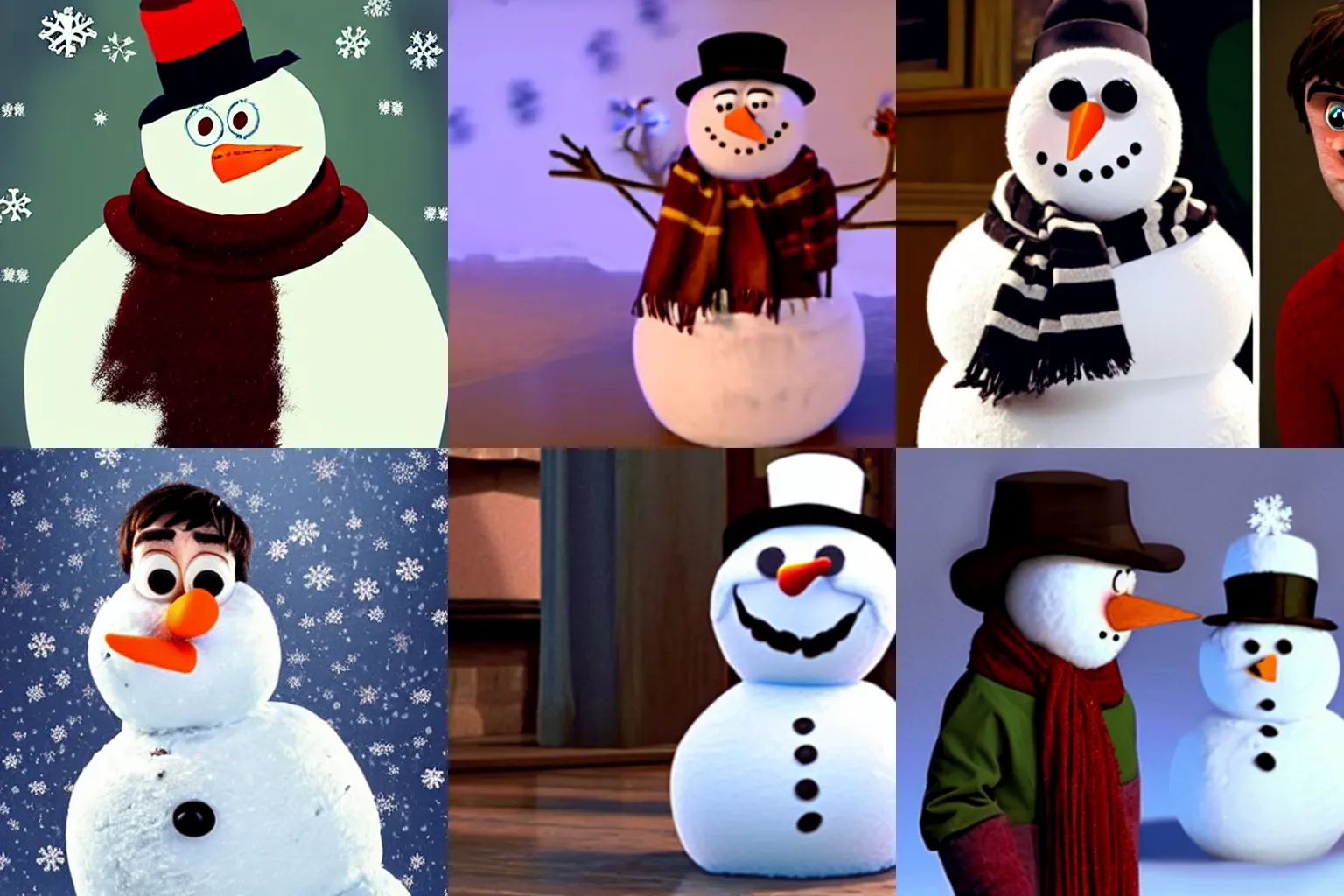 Prompt: the Actor Daniel radcliff playing the role of a sad snowman in the style of Pixar. The snowman looks a lot like Daniel Radcliff