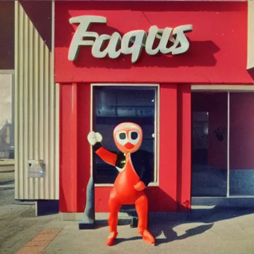 Image similar to Art for a mascot of a fast food chain, 1960, colour photography