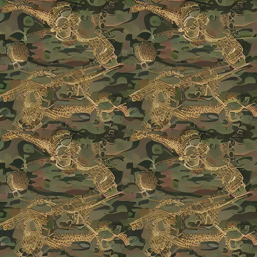 Prompt: steampunk camouflage pattern