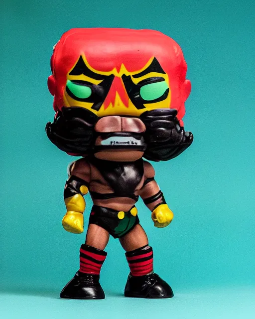 Image similar to luchador wrestler Funko Pop. Photographic, photography