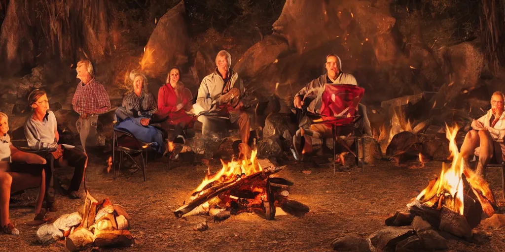 Prompt: high quality photograph of saul goodman sitting near a campfire in ice age with an ancient tribe