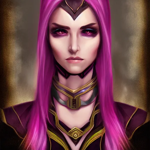 Image similar to portrait of a female high elf with magenta eyes and dark hair, digital art dnd beyond trending on art station 8 k