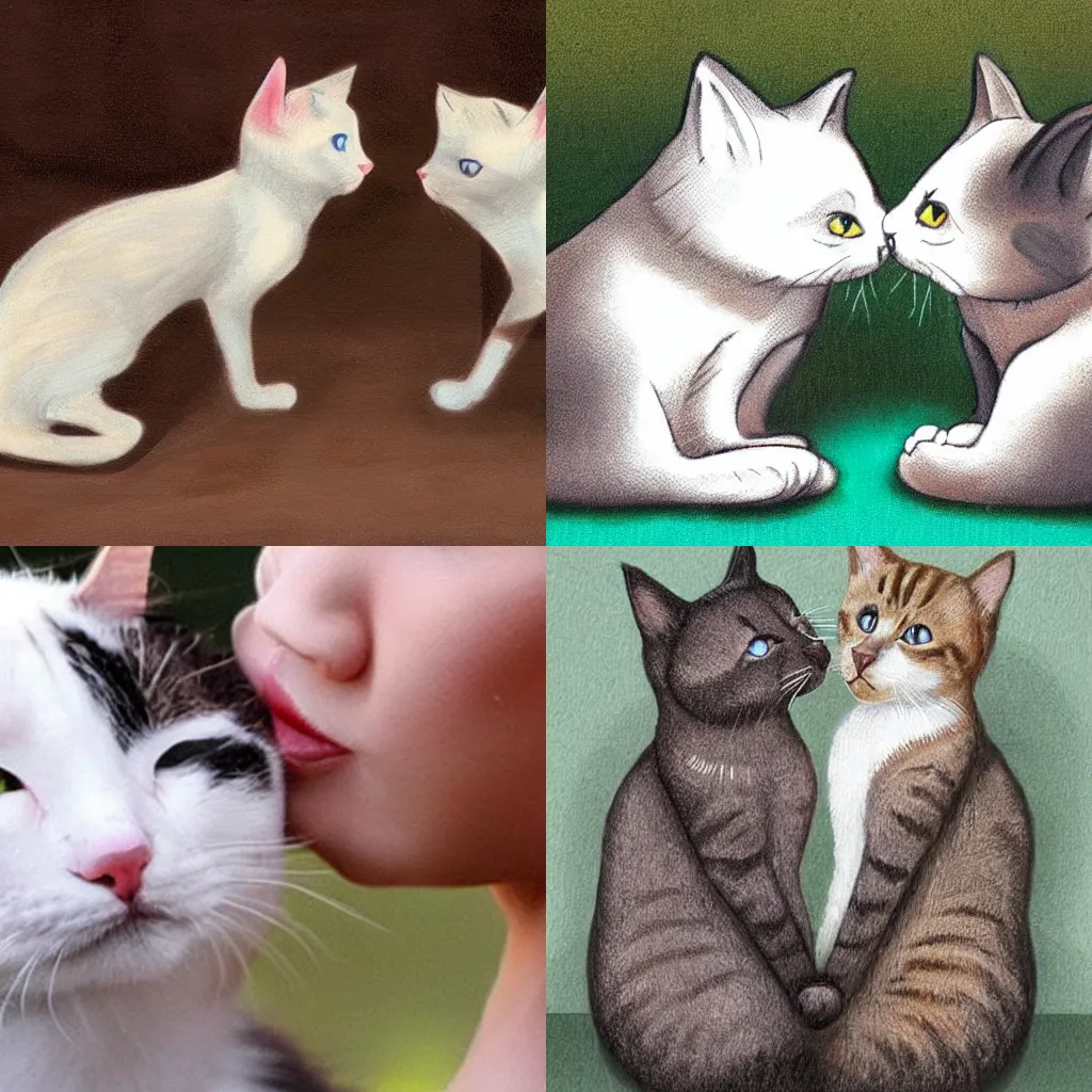 Prompt: two cats are kissing, realistic