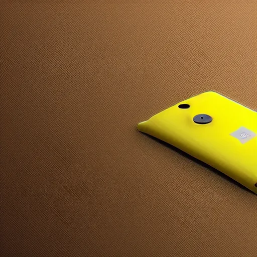 Prompt: a highly detailed render of a modern day yellow nokia lumia phone with a bezelless screen and hole punch camera