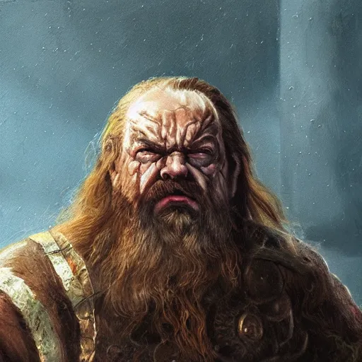 Image similar to angry dwarf, elden ring boss, matte painting, detailed, elden ring, oil on canvas