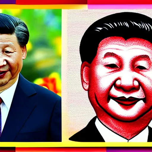 Image similar to drawing of xi jinping with the body of winnie the pooh and the head of xi jinping