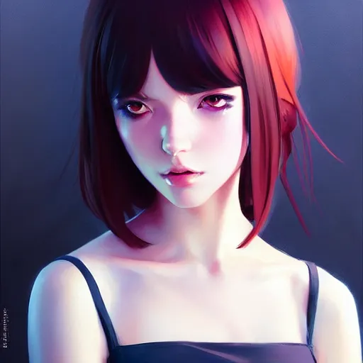 Image similar to elegant girl in urban outfit, cute fine face, rounded eyes, digital painting, fan art, pixiv, by Ilya Kuvshinov, katsuhiro otomo ghost-in-the-shell, magali villeneuve, artgerm, Jeremy Lipkin and Michael Garmash and Rob Rey