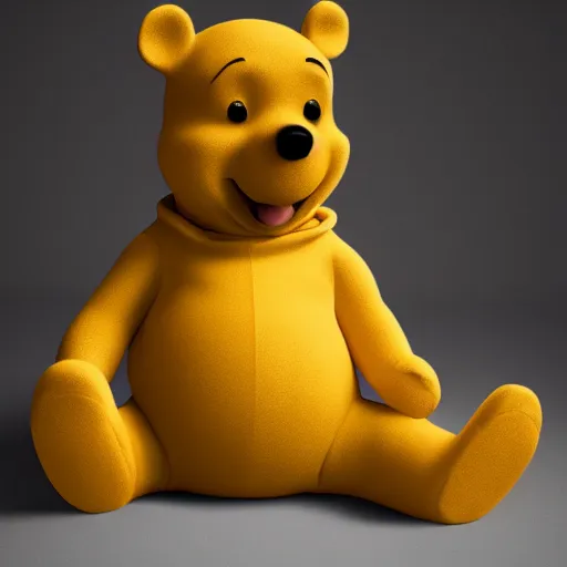 Prompt: winnie the pooh if he was a real person. studio photography.