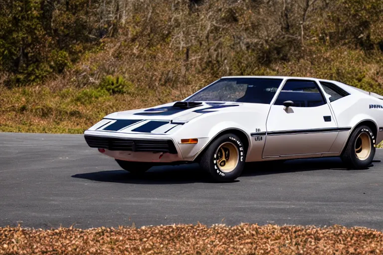 Image similar to 1974 AMC AMX/3, (Sony a7R IV, symmetric balance, polarizing filter, Photolab, Lightroom, 4K, Dolby Vision, Photography Award)