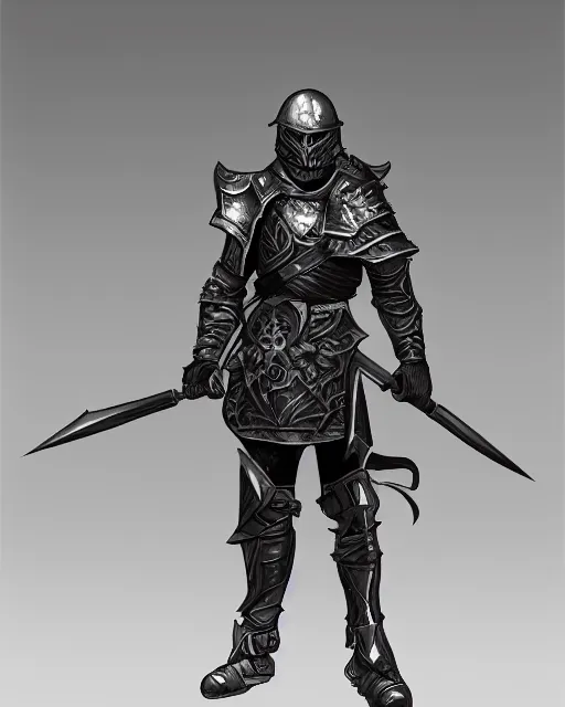 Prompt: fantasy warrior in full armor, line art, extremely clean, uncluttered, low-detail, trending on artstation,