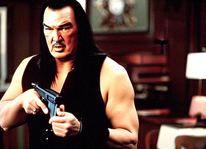 Image similar to steven seagal in a still from the movie The Room (2003)